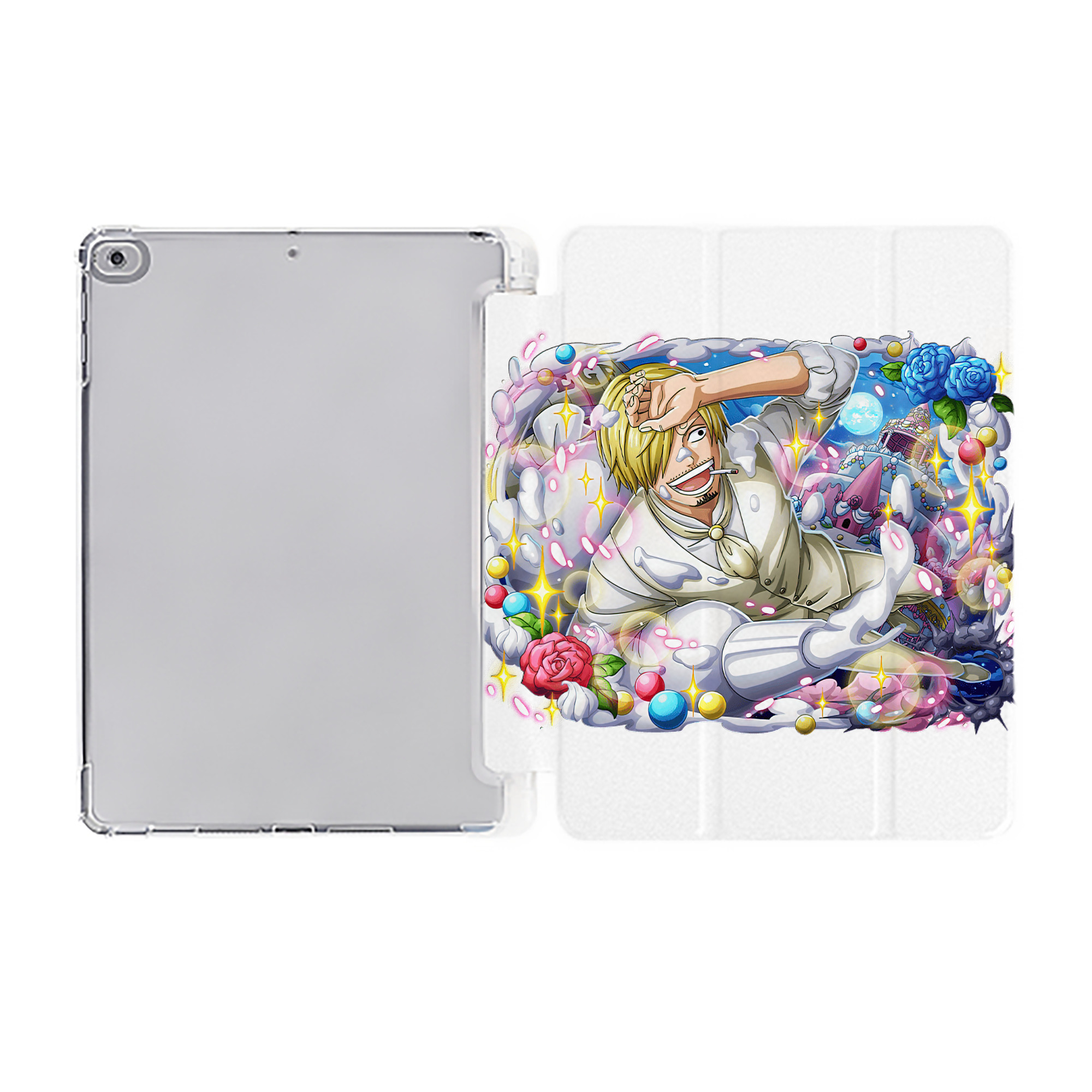 （画像用） ワンピース サンジ ONE PIECE Sanji IPad ケース ペン収納付き 三つ折りスタンド PUレザー×シリコン 対応機種9.5/10.5/10.9インチ